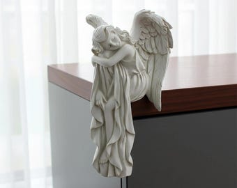 眠る天使の樹脂製像、追悼の天使の置物、エレガントなホームデコレーションオーナメント、お悔やみの贈り物