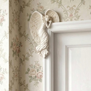 Guardian Angel for Door Shelf and Frame Decor, Angel Sculpture with Detailed Wings, Faith Inspired Home Elegant decor,