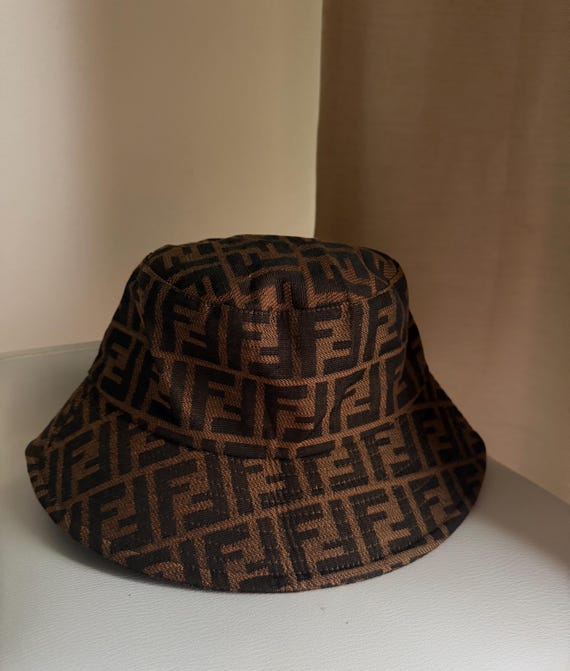 Y2K Brown Monogram Bucket Hat, Vintage Style Bucket Hat, Retro 90s Streetwear Hat, Unisex Fashion Hat , Luxury Bucket Hat