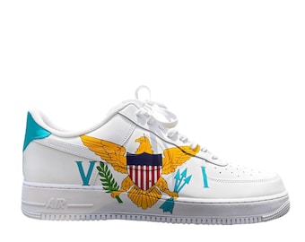 Custom US Virgin Islands Nike Air Force 1, Hand-Painted VI Eagle Sneakers, Caribbean Patriotic AF1, St. Thomas St. Croix Gift