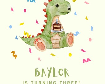 Dino Birthday Invitation | Customizable Kids Party Invite (Digital Download )