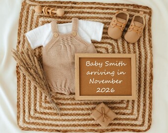 Neutral Pregnancy Announcement, Digital Pregnancy Template, Editable Canva, Boho theme, Baby Reveal,