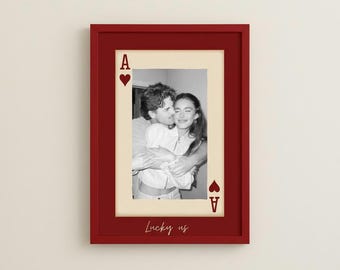 Playing Card Poster Collage Anniversary Valentines Couple, Customisable Digital Template Wall Art