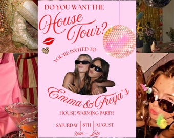 Retro Housewarming Invitation Template, Trendy Moving Invite, (Digital Download), House Tour Party