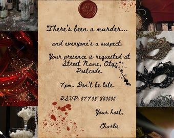 Murder Mystery Party Invitation Template, Hand Written Letter Style, Themed Birthday Dinner (Digital Download)