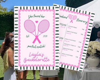Tennis Pickleball Bachelorette Invitation Itinerary, Sports Match Theme Bridal Invite (Digital Download)