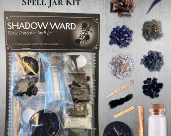 Shadow Ward Spell Jar – Strong Protection Charm – Energy Shield – Pagan Altar Décor
