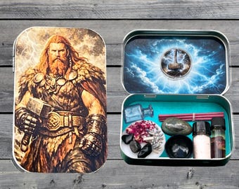 Thor Travel Altar Kit – Norse God of Thunder & Protection – Portable Ritual Altar