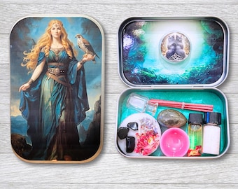 Freyja Travel Altar | Norse Goddess Altar for Love & Beauty | Mini Pagan Sacred Space