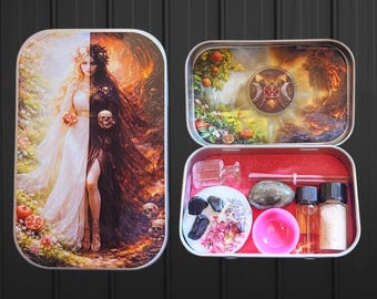 Persephone Travel Altar | Goddess Altar for Transformation & Renewal | Mini Pagan Sacred Space