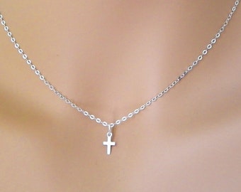 Cross Necklace silver, Small Cross Necklace, Cross Necklace pendent, Gift for Her, tiny cross necklace, Cross necklace women, cross charm