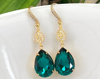 Türkis Ohrringe, blau Zirkon Swarovski Halskette, Brautschmuck