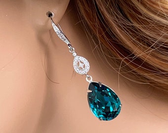 Blaue Zirkon Swarovski Halskette prom Braut Brautjungfer Geschenk