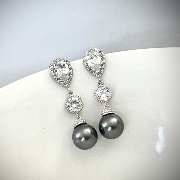 Grey Pearl Earrings - Etsy