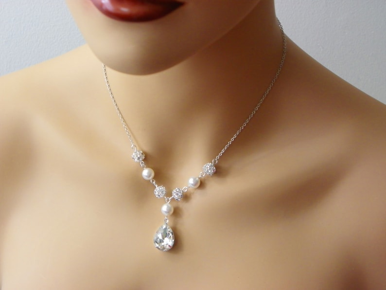 Backdrop necklace Bridal Elegant pearl set Ivory Pea Crystal Ultra-Cheap Deals Swarovski