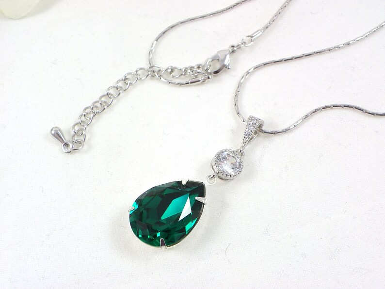 Emerald Swarovski Crystal Earrings Dark Green Bridal Earrings | Etsy
