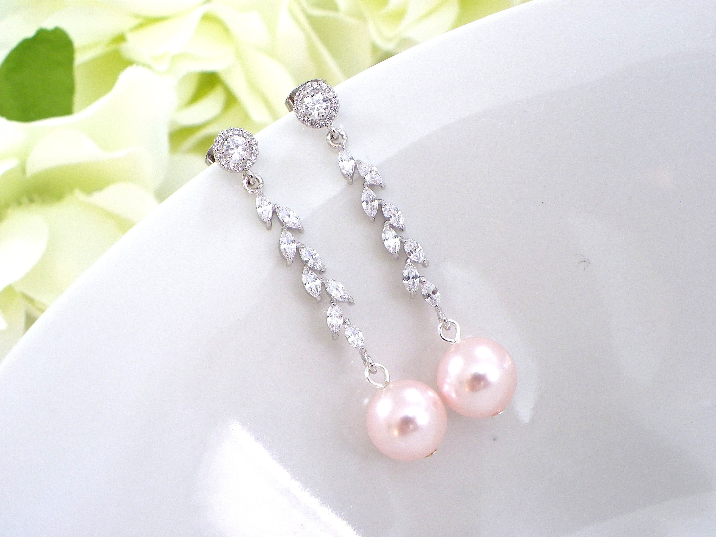 ピアス Swing Drop Tuly Silver Pink Earrings Pink Drop Earrings, Fuchsia Crystal Drop Silver Earrings