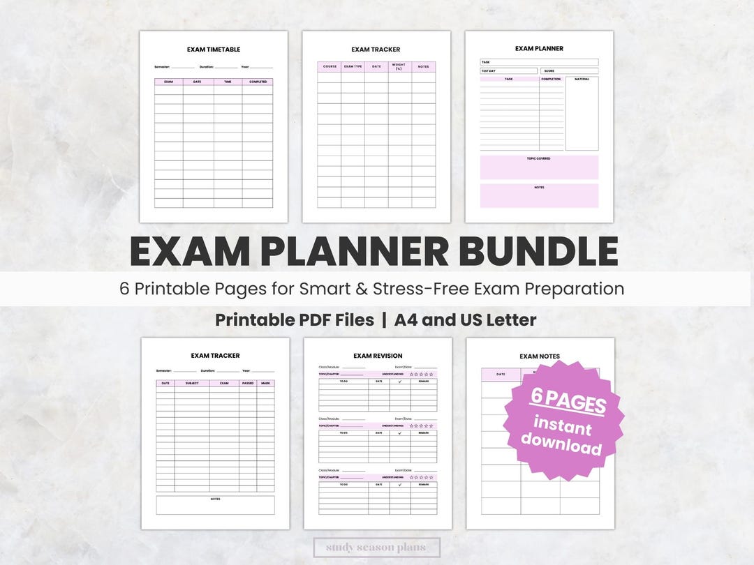Exam Planner Bundle, Academic Study Organizer (A4 & US Letter PDF ...