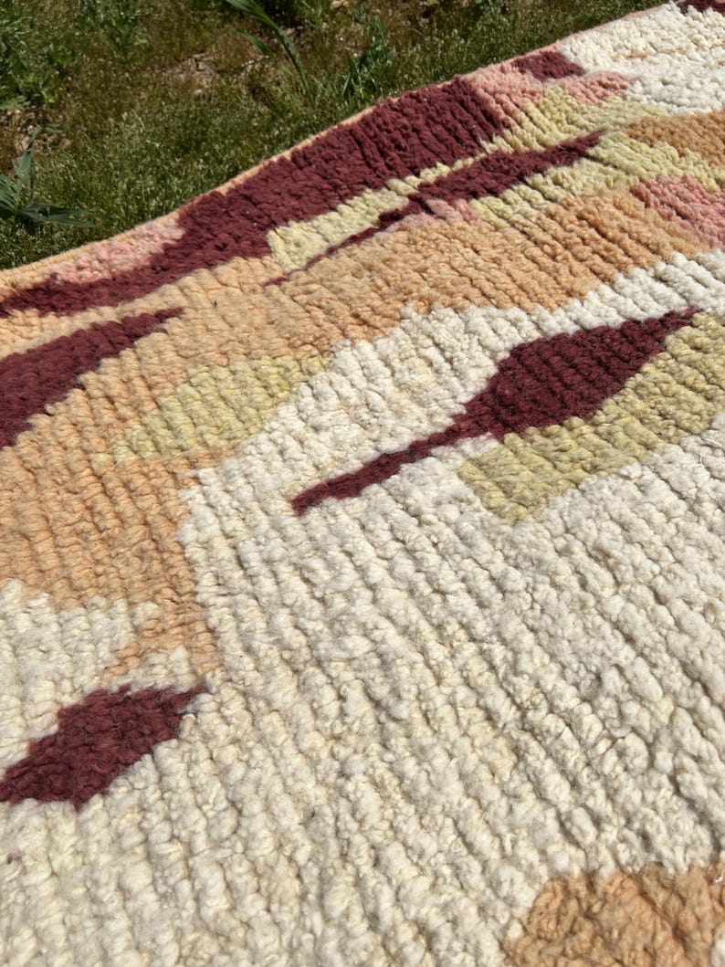 Boujaad Rug | Terracotta Orange Wool Rug | Handmade Moroccan Abstract ...