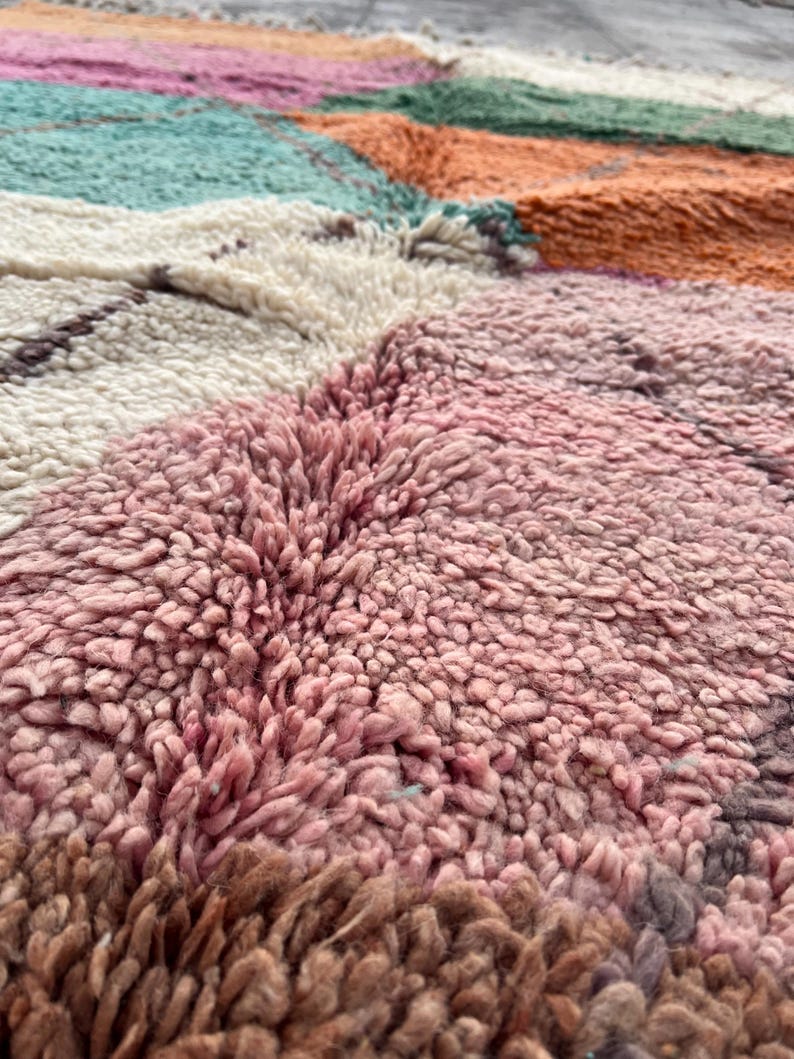 8x5 Geometric Rug Pattern Moroccan Rug 8x5 Ft | Diamond Wool Rug | Colorful Berber Rug Geometric ...