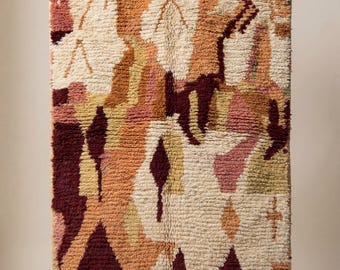 Boujaad Rug | Terracotta Orange Wool Rug | Handmade Moroccan Abstract Rug | Autumn Boho Area Rug | Earthy Berber Carpet | Multiple Sizes