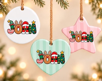 Personalized Ceramic Christmas Ornament: Custom Name, Reindeer, Santa, Elf (2026)