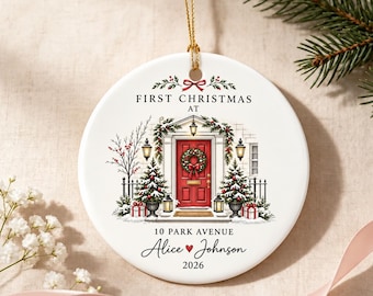 Personalized First Christmas Home Ornament, Custom Address Ceramic Keepsake (2026)