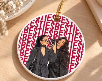Personalized Besties Christmas Ornament, Custom Photo Keepsake, BFF Gift for Her