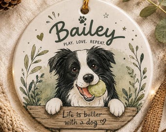 Personalized Pet Ceramic Ornament, Custom Dog Photo Keepsake, Pet Lover Gift
