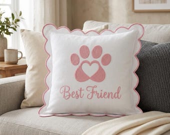Personalized Embroidered Monogram Pillow, Custom Pet Name Decor Cushion, Home Decor, Pet Lover Gift, Housewarming Gift