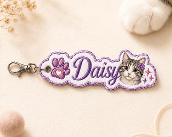 Personalized Embroidered Name Bag Charm, Custom Pet Portrait Patch Keychain, Preppy Backpack Tag