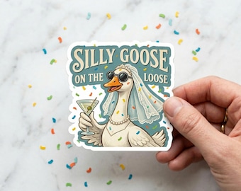 Silly Goose And Goose Squad Sticker, Vintage Photo Bachelorette Sticker, Vinyl Waterproof Decor & Party Favors For Laptop Water Bottle