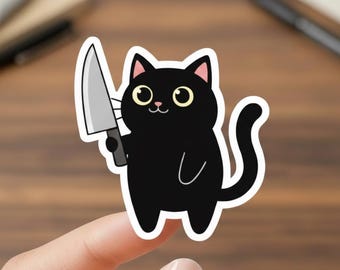 Black Cat Sticker, Funny Cat Meme Sticker, Vinyl Waterproof Decor & Party Favors For Laptop Water Bottle Skateboard Travel Gear
