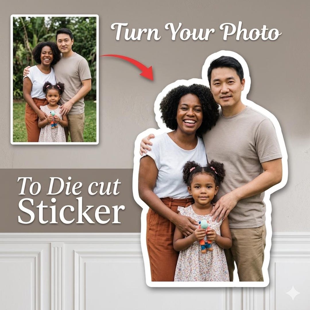 Custom Photo Family Photo Vinyl Sticker, Die Cut Waterproof Labels ...