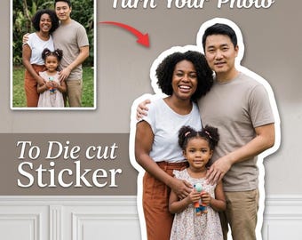 Custom Photo Family Photo Vinyl Sticker, Die Cut Waterproof Labels, Vinyl Waterproof Decor Party Favors For Laptop Water Bottle Travel Gear