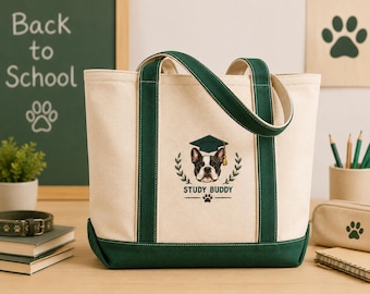 Custom Pet Portrait Tote Bag, Personalized Dog Lover Canvas Gift
