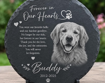 Personalized Pet Memorial Slate, Custom Photo Pet Loss Sympathy Gift, Garden Decor Keepsake