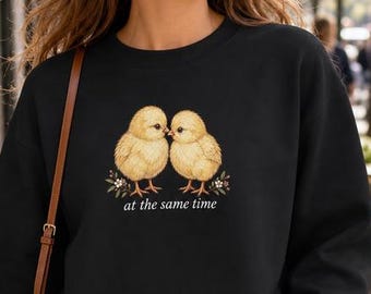 Two Chicks Sweatshirt, Sapphic Humor, Vintage Floral Design, Soft Cotton Blend Pullover