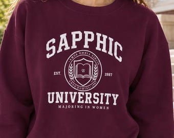 Sapphic University Sweatshirt, Lesbian College Crewneck, Women Loving Women Gift