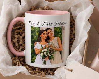 Personalized Couple Portrait Mug: Custom Photo Coffee Cup