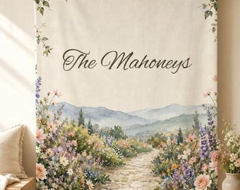 Mrs. & Mrs. Floral Countryside Blanket | Personalized Name Velveteen Plush