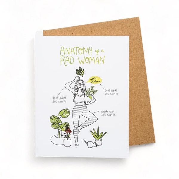 Anatomy of a Rad Woman Card (Yoga + Plants)