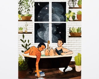 Men in the Bath Print