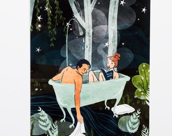 Man and Woman in the Bath Print