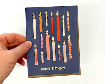 Birthday Candles Goldfoil Card