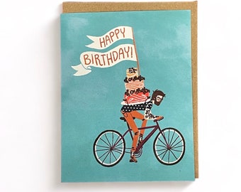 Birthday Bicycle - A2 Greeting Card with Envelope