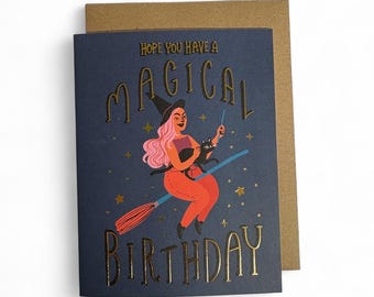 Magic Birthday Witch Goldfoil Greeting Card