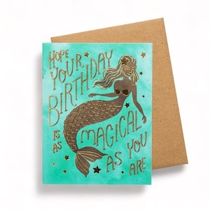 Mermaid Birthday Goldfoil Card