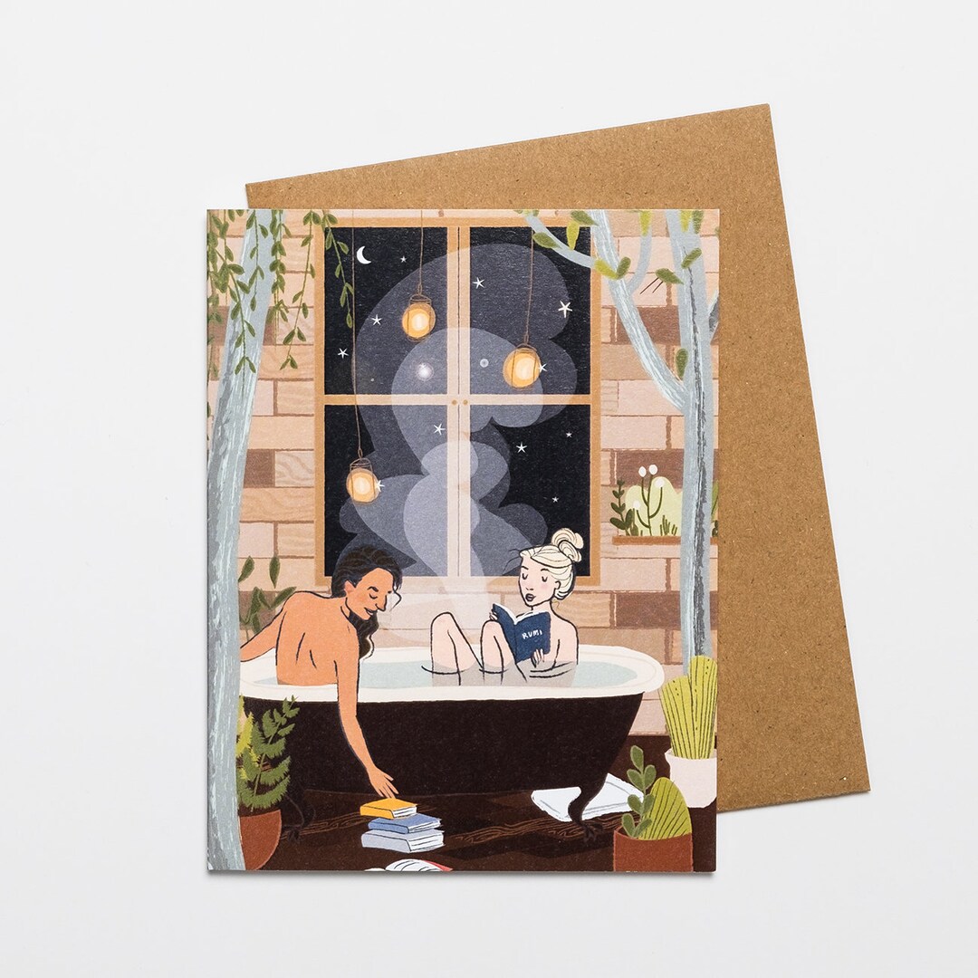 Women in the Bath Card - Etsy