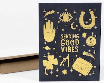 Sending Good Vibes Goldfoil Greeting Card